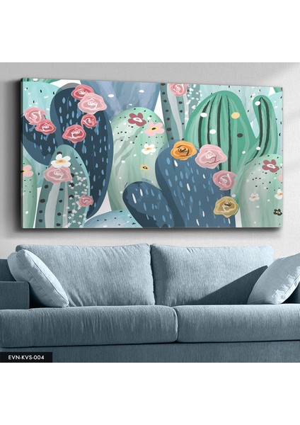 Çiçekli Kaktüs Kanvas - Canvas Tablo