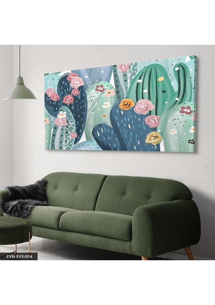 Çiçekli Kaktüs Kanvas - Canvas Tablo modelleri
