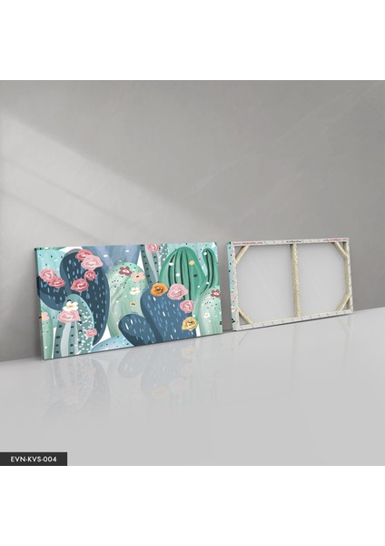 Çiçekli Kaktüs Kanvas - Canvas Tablo fırsatları