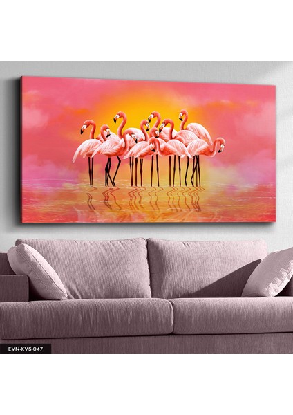 Flamingolar Ailesi Kanvas - Canvas Tablo