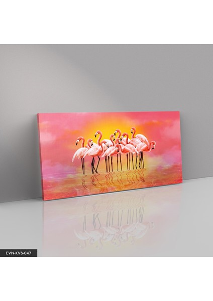 Flamingolar Ailesi Kanvas - Canvas Tablo