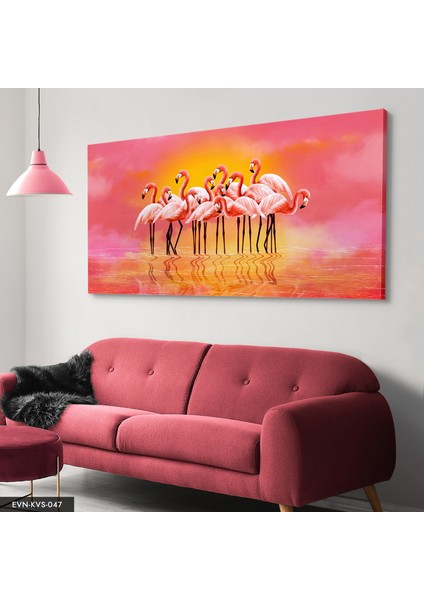 Flamingolar Ailesi Kanvas - Canvas Tablo