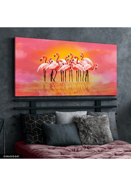Flamingolar Ailesi Kanvas - Canvas Tablo