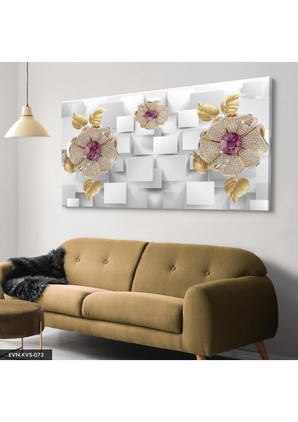 Pembe Yakutlu Çiçek Kanvas - Canvas Tablo modelleri
