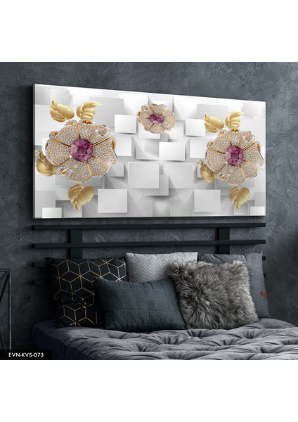 Pembe Yakutlu Çiçek Kanvas - Canvas Tablo indirimleri