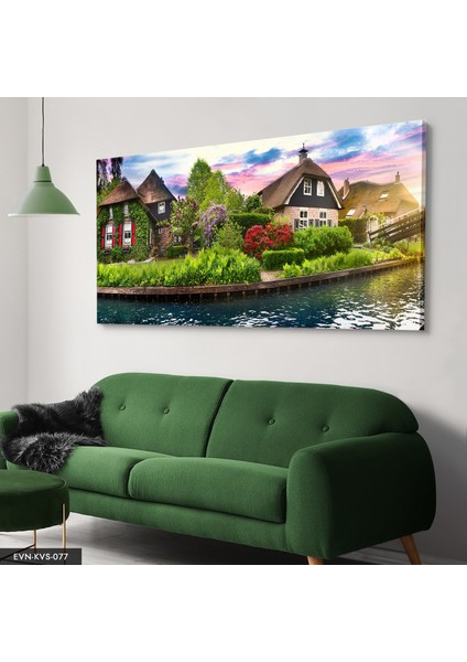 Doğa ve Evler Kanvas - Canvas Tablo modelleri