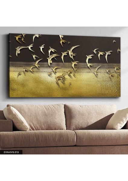 Gold Kuşlar Kanvas - Canvas Tablo