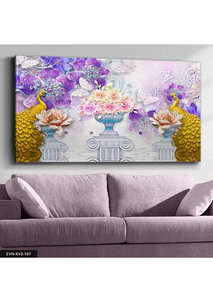 Altın Renkli Tavus Kuşu Kanvas - Canvas Tablo
