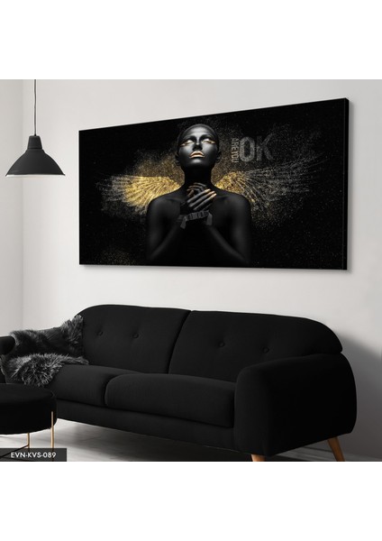 Siyahi Melek Kadın Kanvas - Canvas Tablo modelleri