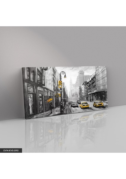 Sarı Şemsiyeli Kadın Kanvas - Canvas Tablo fiyatları