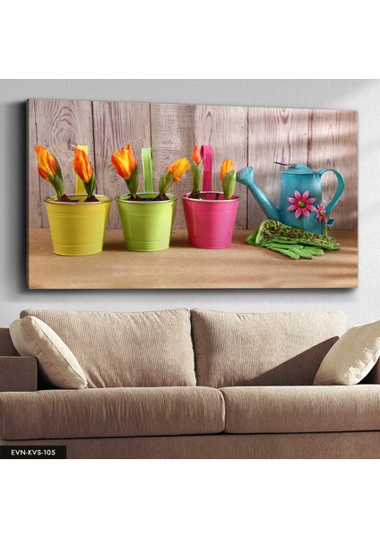 Renkli Saksı Kanvas - Canvas Tablo