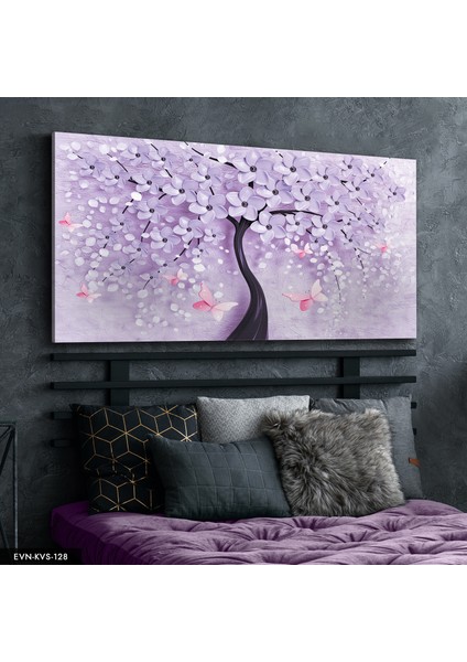 Mor Çiçekli Ağaç Kanvas - Canvas Tablo indirimleri