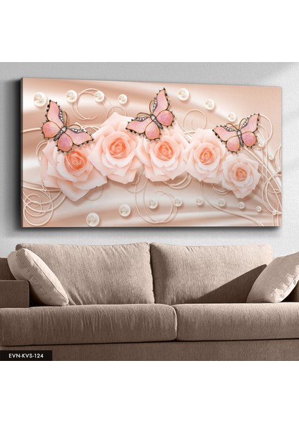 Pembe Kelebekler Kanvas - Canvas Tablo