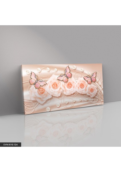 Pembe Kelebekler Kanvas - Canvas Tablo