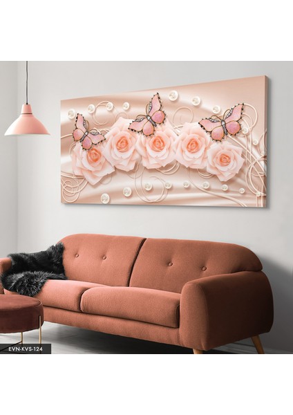 Pembe Kelebekler Kanvas - Canvas Tablo