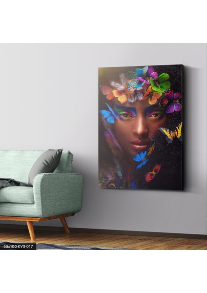 Kelebekler Içinde Kadın Kanvas - Canvas Tablo
