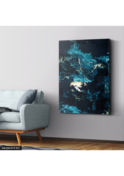 Turkuaz Parçalar Kanvas - Canvas Tablo