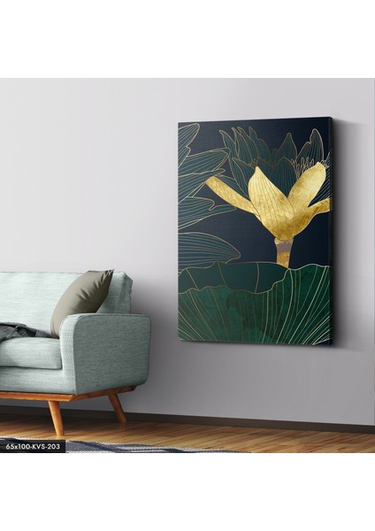 Gold Çiçek Kanvas - Canvas Tablo