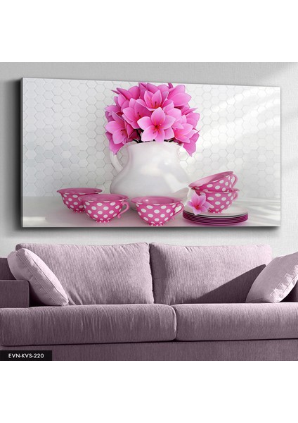 Çiçek Fincan Kanvas - Canvas Tablo