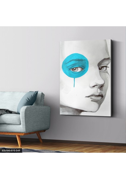 Turkuaz Gözlü Kadın Portre Kanvas - Canvas Tablo