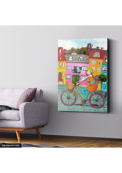 Bisikletli Kız Kanvas - Canvas Tablo