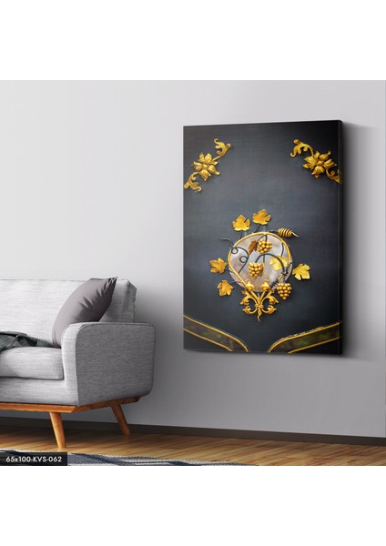 Gold Işleme Çiçekler Kanvas - Canvas Tablo