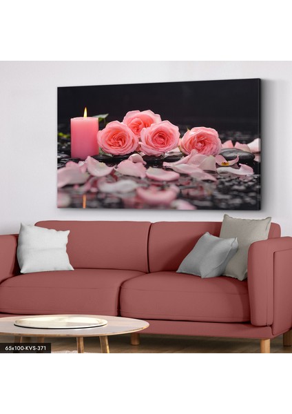 Gül ve Mum Kanvas - Canvas Tablo