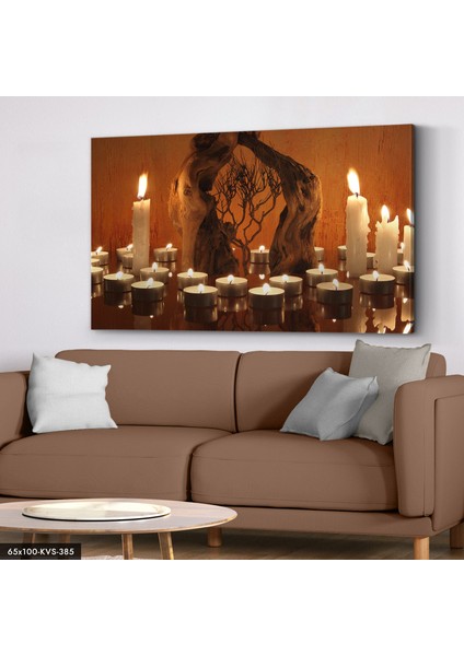 Ağaç Gövdesi Mumlar Kanvas - Canvas Tablo