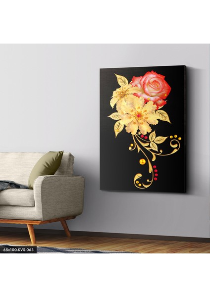 Gold Çiçek Kanvas - Canvas Tablo