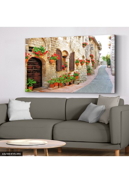 Çiçekli Yol Kanvas - Canvas Tablo