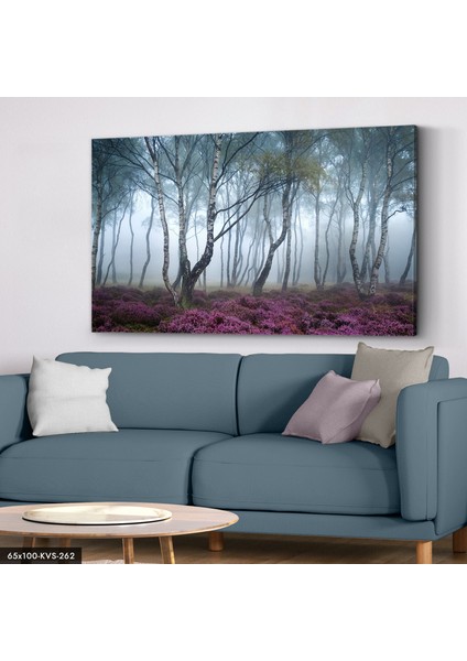 Mor Çiçekli Orman Kanvas - Canvas Tablo