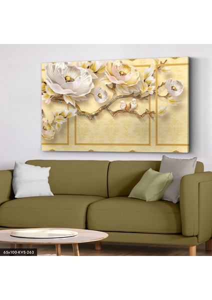 Gold Çiçekler Kanvas - Canvas Tablo