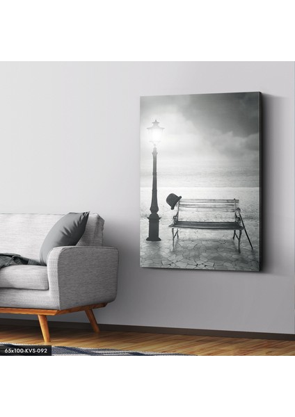 Deniz Kenarında Bank Kanvas - Canvas Tablo