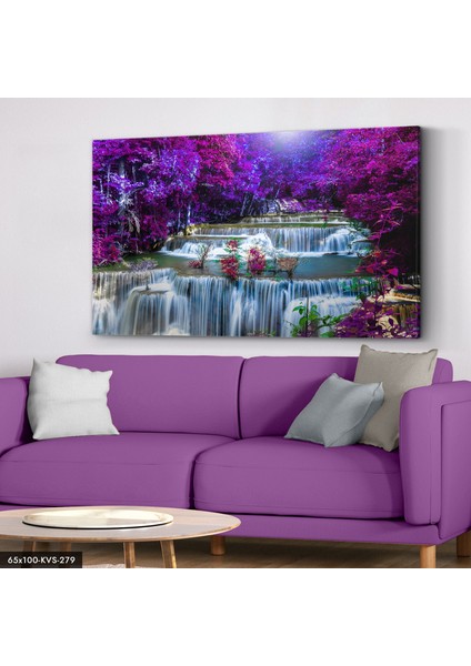 Mor Ağaçlar Şelale Kanvas - Canvas Tablo