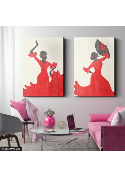 Dans Eden Kadın 2 Parça Kanvas - Canvas Tablo