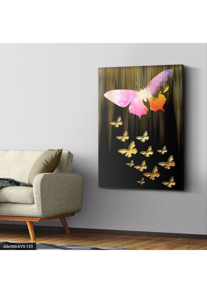 Gold Kelebekler Kanvas - Canvas Tablo