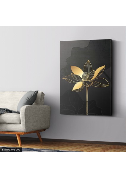 Gold Çiçek Kanvas - Canvas Tablo