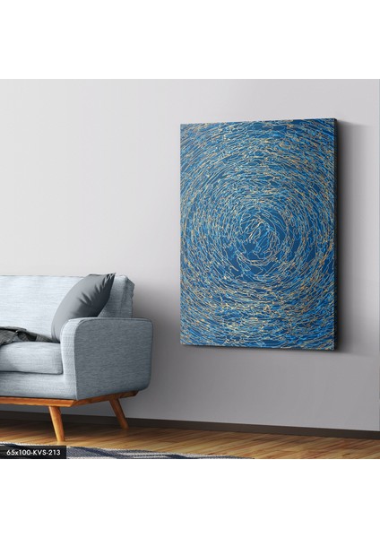 Mavi Sarı Çizgiler Kanvas - Canvas Tablo