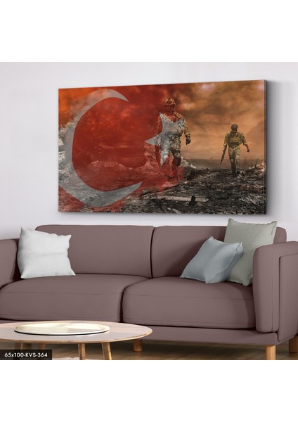 Türk Bayrağı Asker Kanvas - Canvas Tablo