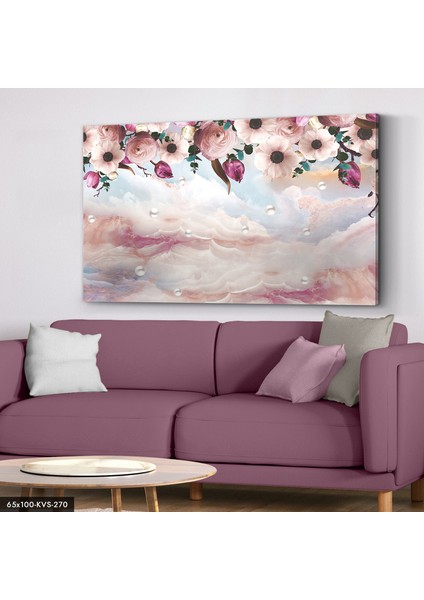 Pembe Çiçekler Kanvas - Canvas Tablo