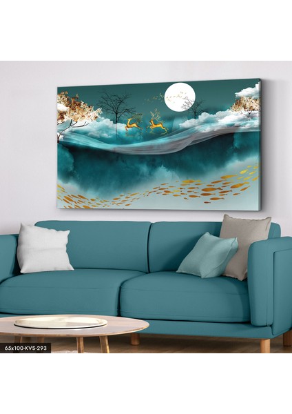 Geyikler Balıklar Kanvas - Canvas Tablo