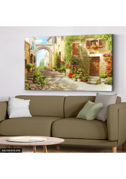 Çiçekli Yol Kanvas - Canvas Tablo
