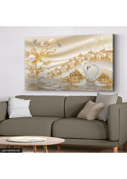 Gold Kuğu Kanvas - Canvas Tablo