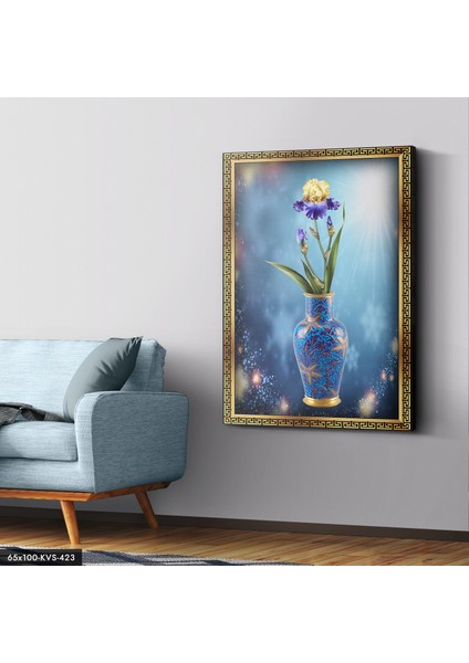 Gold Çerçeve Çiçek Kanvas - Canvas Tablo