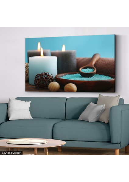 Turkuaz Mum Kanvas - Canvas Tablo