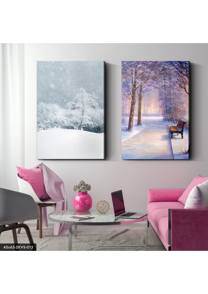 Kış Manzarası 2 Parça Kanvas - Canvas Tablo