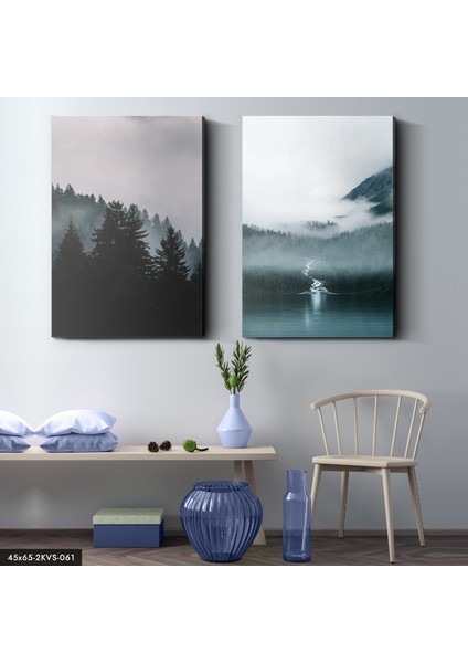 Orman ve Deniz 2 Parça Kanvas - Canvas Tablo