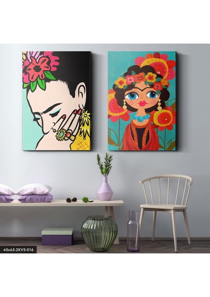 Frida Kahlo 2 Parça Kanvas - Canvas Tablo