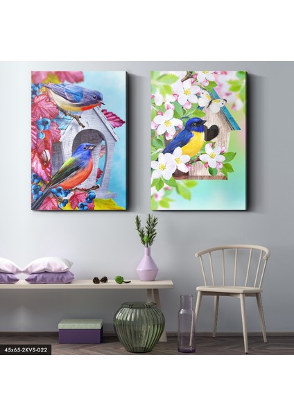 Kuşlar 2 Parça Kanvas - Canvas Tablo