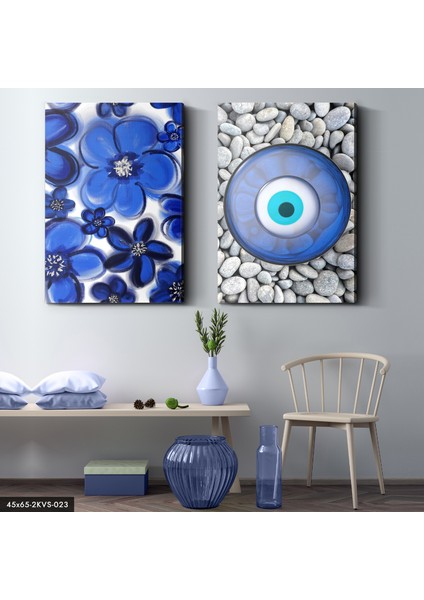 Nazar Boncuğu 2 Parça Kanvas - Canvas Tablo